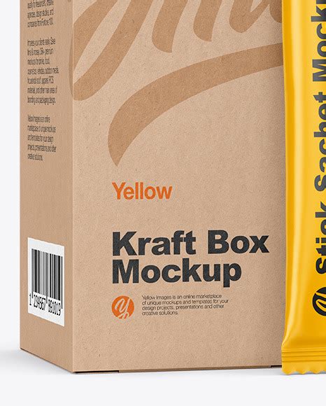 Download Free Matte Stick Sachet w/ Kraft Box Mockup PSD PSD Yellowimages PSD Files