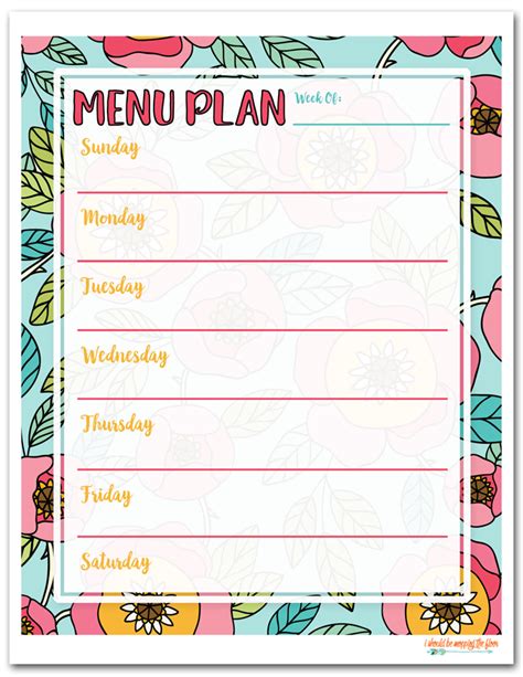 Free Menu Printable
