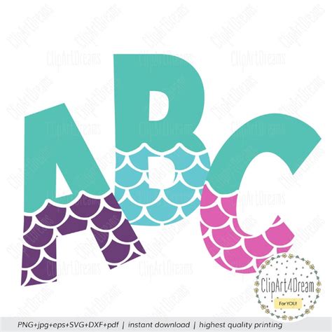 Download Free Mermaid Alphabet * Mermaid Pattern Cut File For Cricut