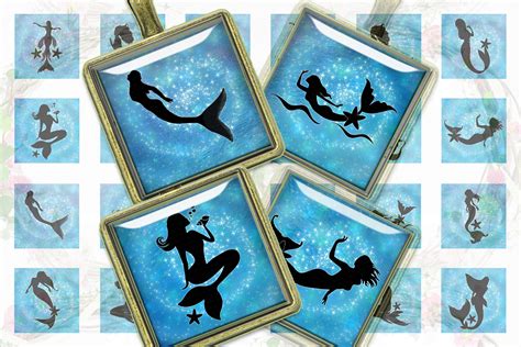 Download Free Mermaid Digital Collage Sheet Commercial Use