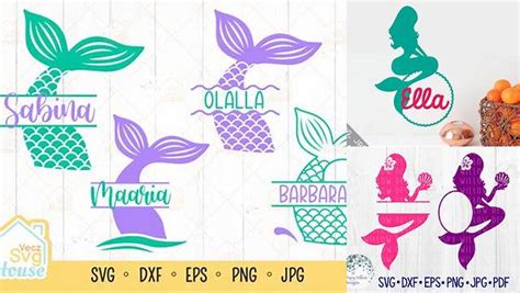 Download Free Mermaid Name Monogram SVG Cutting Files DXF Files