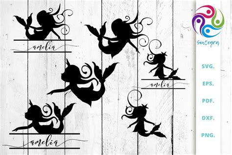 Download Free Mermaids Silhouettes and Split Cut Files Bundle Commercial Use