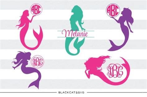 Download Free Mermaids monogram SVG Commercial Use