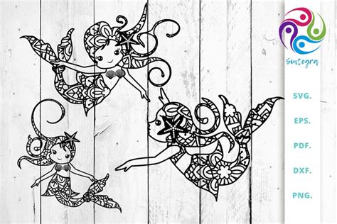Download Free Mermaids out Of Mandala SVG Cut File Bundle Cut Files
