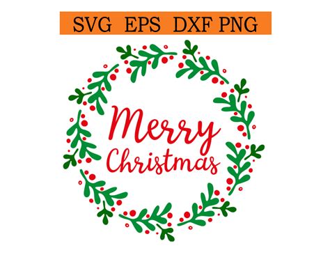 Download Free Merry Christmas Wreath - SVG File, DXF File For Silhouette