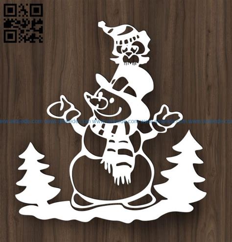Download Free Merry Christmas with Snowman DXF Files