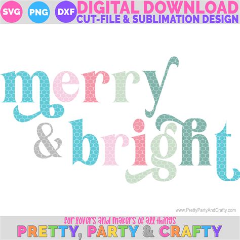 Download Free Merry and Bright SVG and PNG Digital Cut File Files Free PSD Mockups