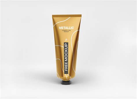 Download Free Metallic Cosmetic Tube with Box Mockup PSD Object Mockups PSD Files