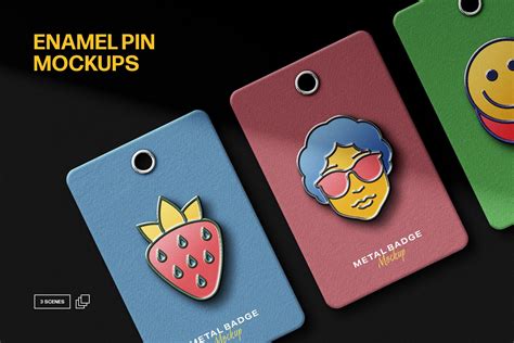 Download Free Metallic Enamel Pin Mockups PSD Templates Object Mockups