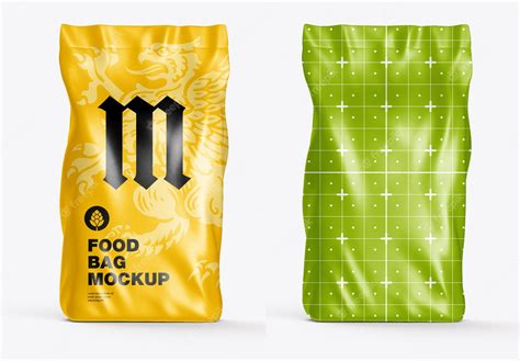 Download Free Metallic Food Bag Mockup - Front View PSD Generator