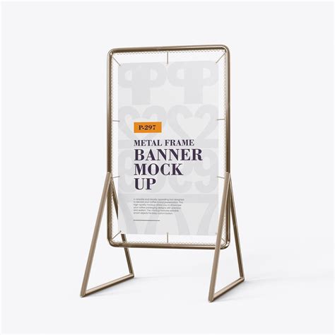 Download Free Metallic Frame Banner Mockup PSD Generator
