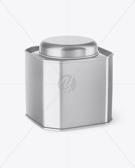 Download Free Metallic Octagonal Tin Box Mockup (High-Angle Shot) PSD Generator