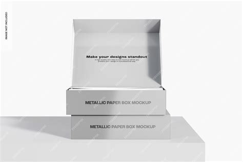 Download Free Metallic Paper Box Mockup - Front View PSD Generator