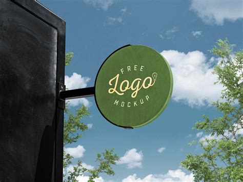 Download Free Metallic Round Signboard Mockup PSD Object Mockups Free PSD Mockups