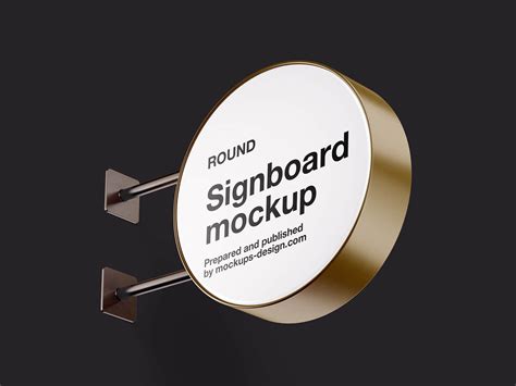 Download Free Metallic Round Signboard Mockup PSD Object Mockups PSD Files