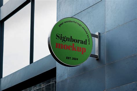 Download Free Metallic Round Signboard Mockup PSD TIFF Files Free PSD Mockups