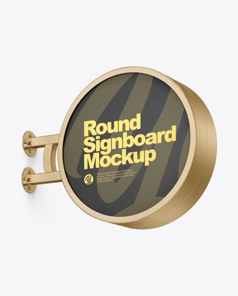 Download Free Metallic Round Signboard Mockup PSD Yellow Images Free Mockups PSD Files