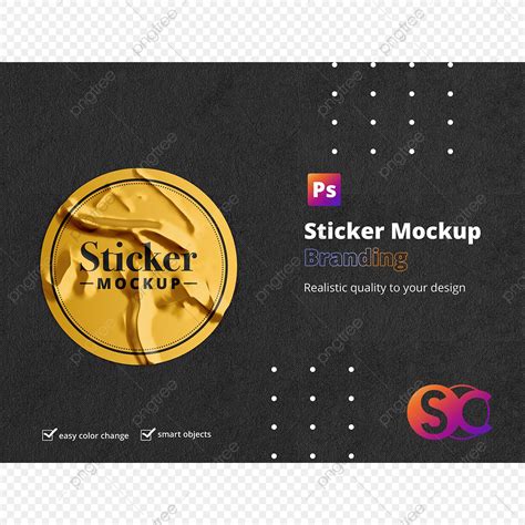 Download Free Metallic Round Sticker Mockup PSD Mockup Templates
