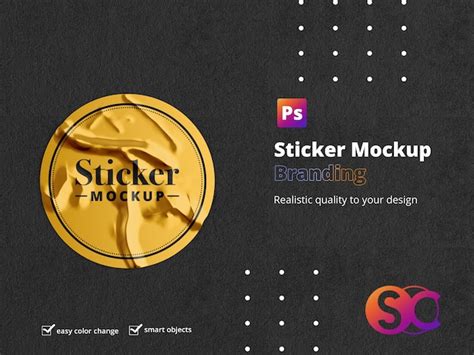 Download Free Metallic Round Sticker Mockup PSD for Branding