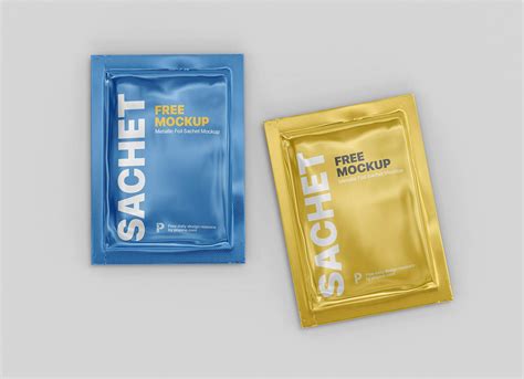 Download Free Metallic Sachet Mockup PSD Object Mockups PSD Files