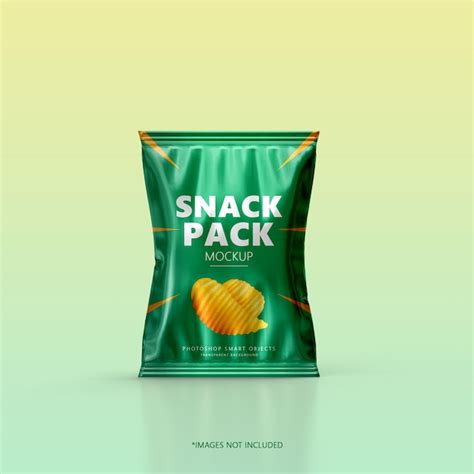 Download Free Metallic Snack Bag Mockup - Front View PSD Generator