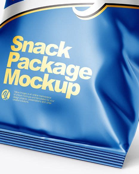Download Free Metallic Snack Package - Half Side View PSD Mockup Templates