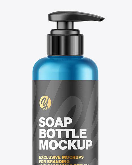 Download Free Metallic Soap Bottle with Pump Mockup PSD Object Mockups PSD Files