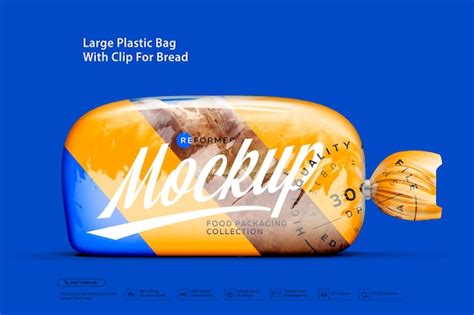 Download Free Middle Plastic Bag With Clip For Bread PSD Generator