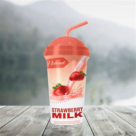 Download Free Milkshake Cup With Straw PSD Object Mockups
