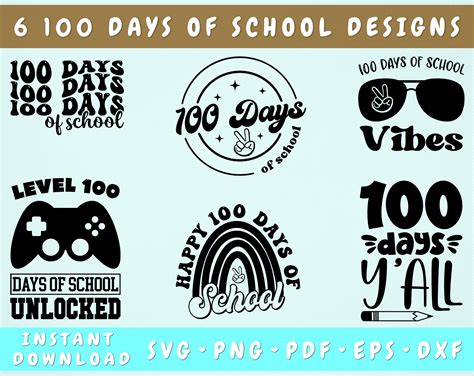 Download Free Mini Bundle | 100 Days of School | Cut files DXF Files