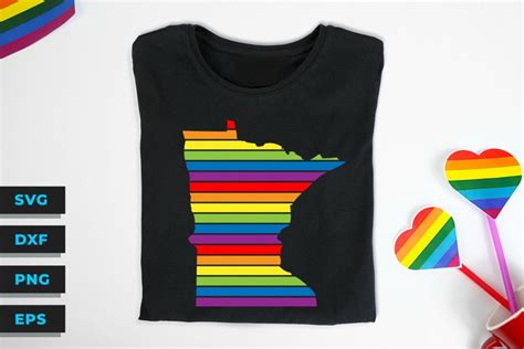 Download Free Minnesota State-Map Rainbow-LGBT Pride For Crafts
