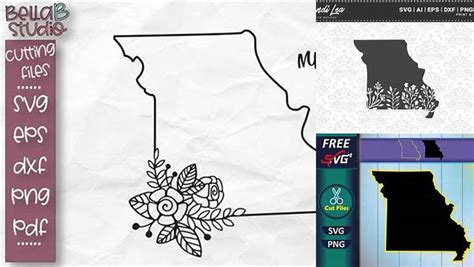 Download Free Missouri Floral State Map SVG Cutting Files Files