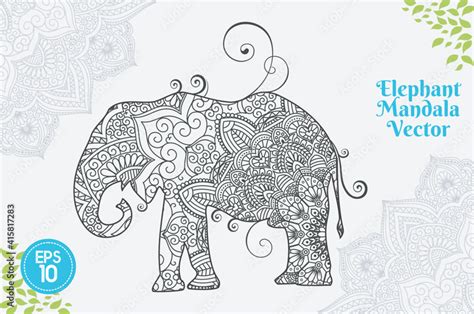 Download Elephant Mandala Vector Coloring Book