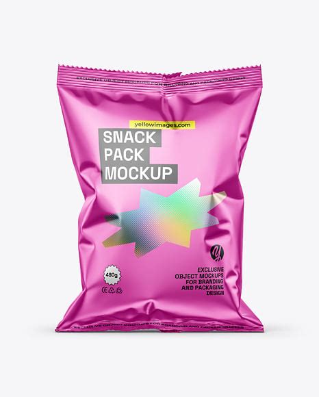 Download Matte Metallic Snack Bag Mockup