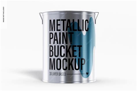Download Metallic Paint Bucket Mockup - Front View