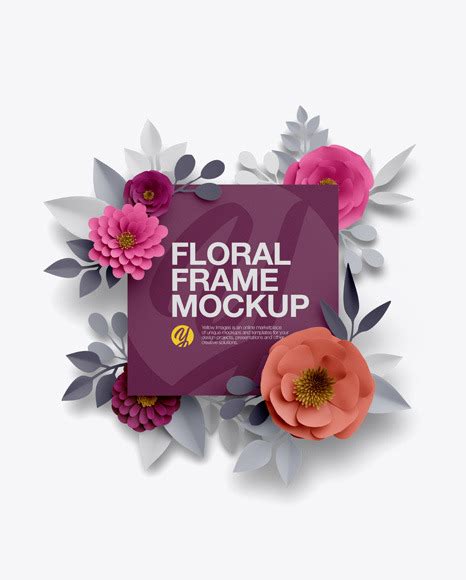 Download Paper Flower Square Frame Mockup