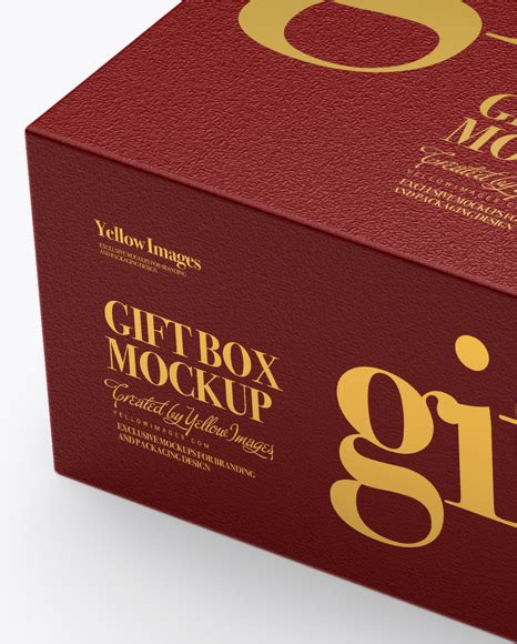 Download Textured Gift Box Mockup - Half Side View