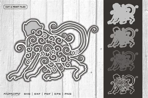 Download Free Monkey Mandala Vector 3D Layered DXF Files