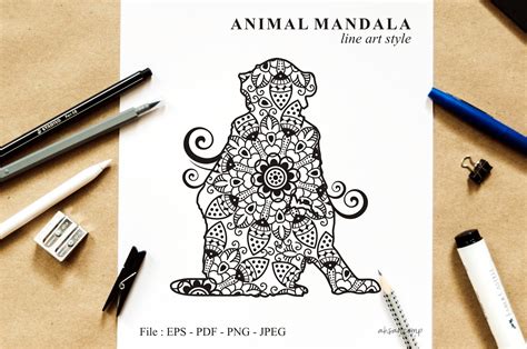 Download Free Monkey Mandala Vector Line Art Style 05 DXF Files