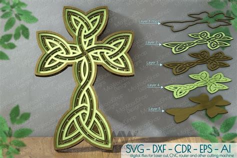 Download Free Monogram Celtic Cross - SVG, DXF, EPS Cut Files DXF Files