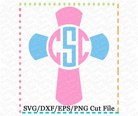 Download Free Monogram Cross - SVG, DXF, EPS Cut File Silhouette For Crafts
