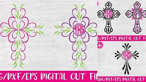 Download Free Monogram Cross - SVG, DXF, EPS Cut Files For Crafts