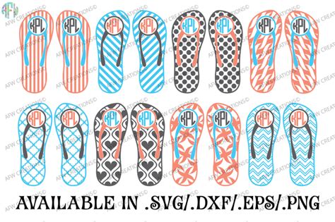 Download Free Monogram Flip Flops - SVG, DXF, EPS Cut Files For Crafts