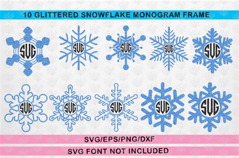 Download Free Monogram Frame Svg Bundle - Snowfall Christmas Winter Printable