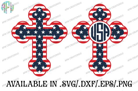 Download Free Monogram Patriotic Cross - SVG, DXF, EPS Cut Files DXF Files