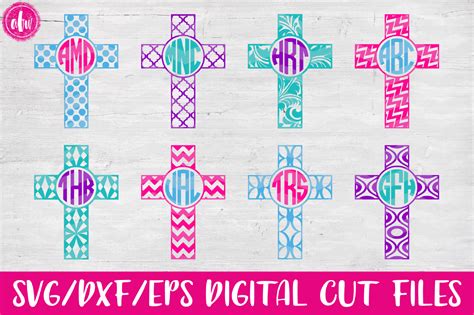 Download Free Monogram Patterned Crosses - SVG, DXF, EPS Cut Files For Crafts