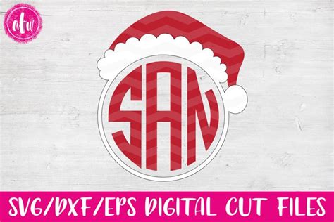 Download Free Monogram Santa - SVG, DXF, EPS Cut File For Crafts