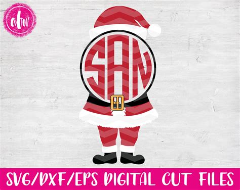 Download Free Monogram Santa - SVG, DXF, EPS Cut File For Cricut