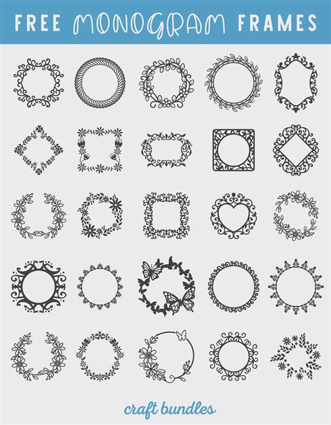 Download Free Monogram frames set of 12 Silhouette