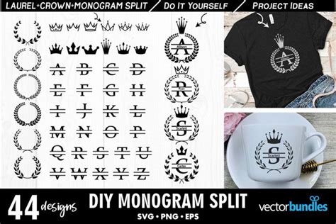 Download Free Monogram maker split with laurel and crown svg Creativefabrica Free PSD Mockups